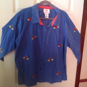 Original applique Apple long sleeve blouse